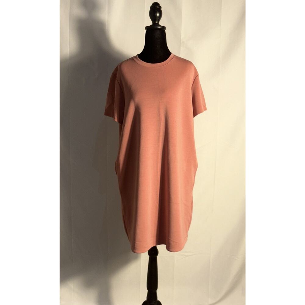 Member's Mark Women's Sandwash Short Sleeve Dress Size L Pink W Pockets